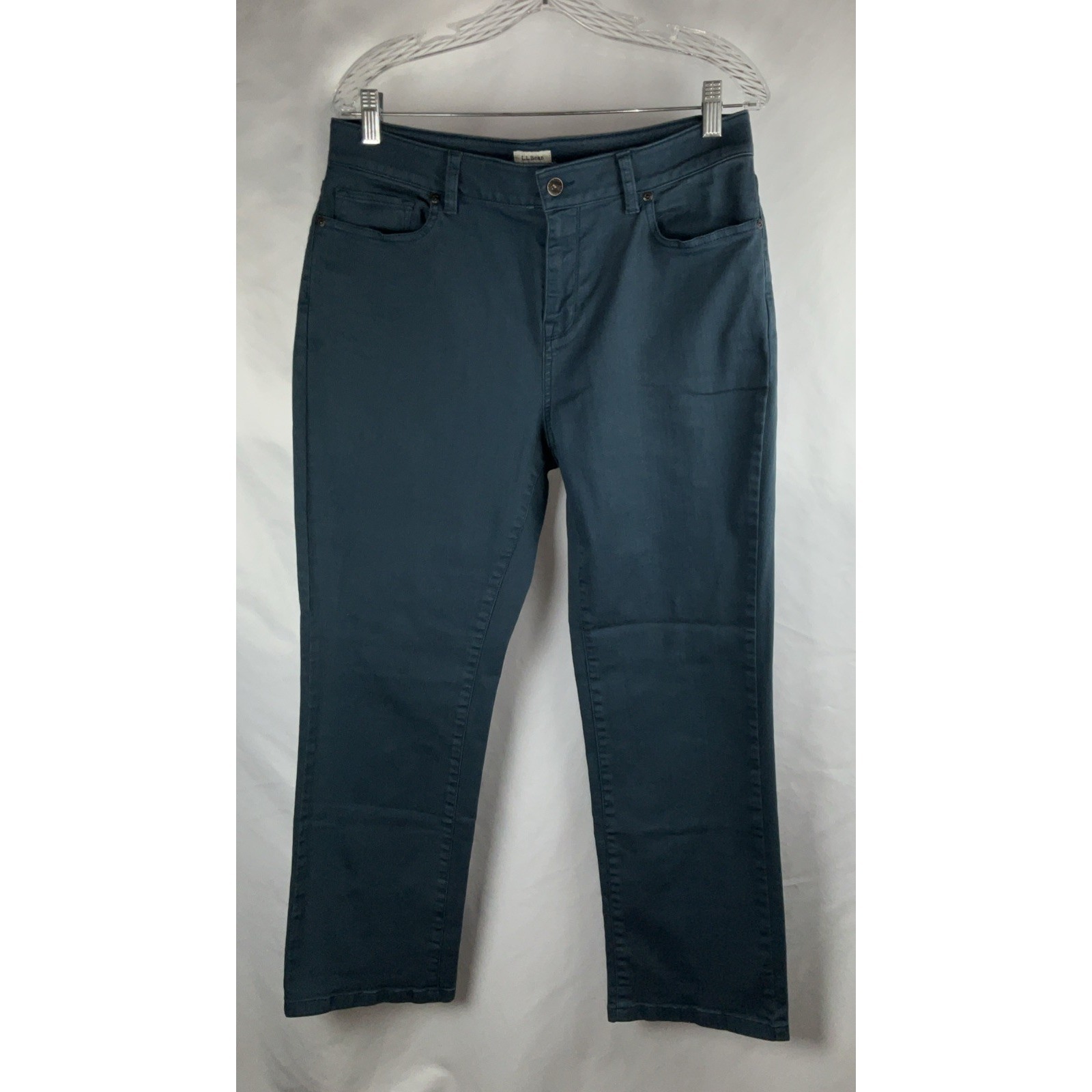 Ll Bean Womens Size 12p Teal Blue Classic Fit High Rise Jeans Stretch Straight